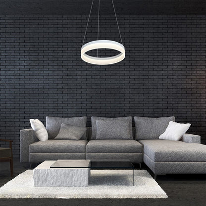 Ring LED Pendant Lamp 40cm Circular White With Built In Light Source
