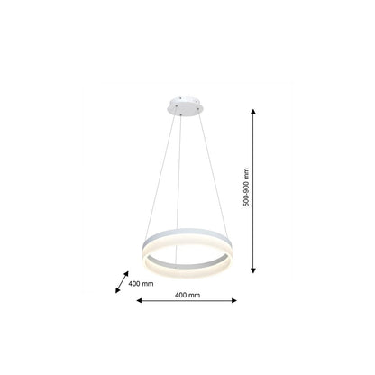 Ring LED Pendant Lamp 40cm Circular White With Built In Light Source