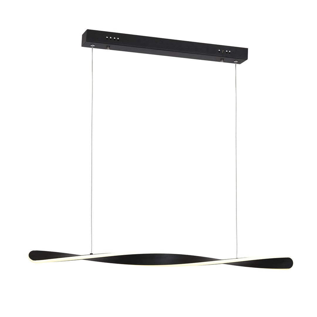 Swirl LED Pendant Lamp 90cm Stylish Black Alloy