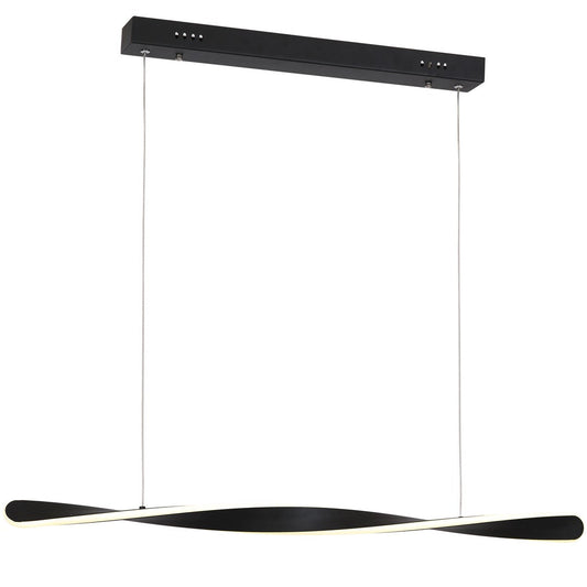 Swirl LED Pendant Lamp 90cm Stylish Black Alloy