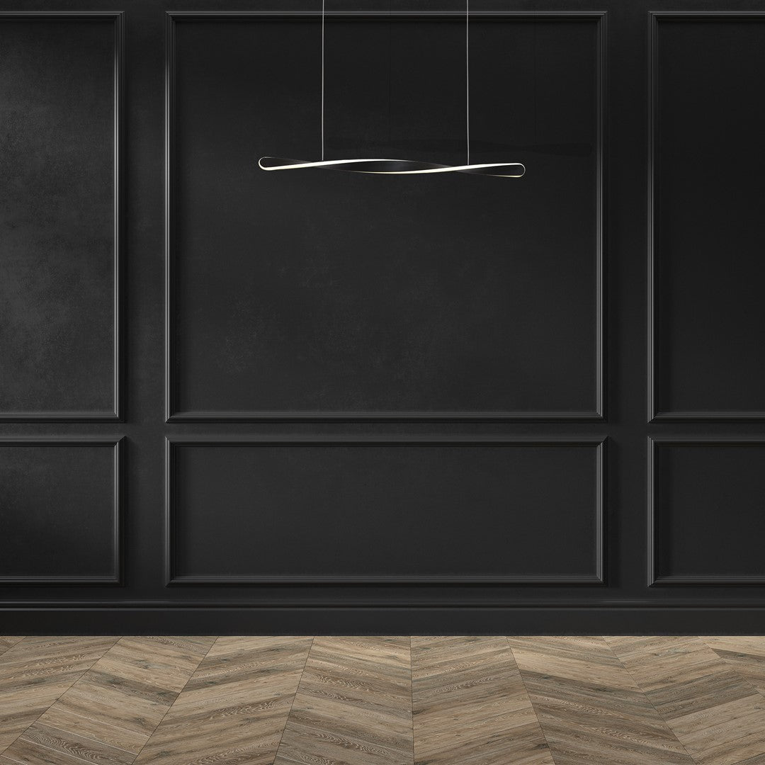 Swirl LED Pendant Lamp 90cm Stylish Black Alloy