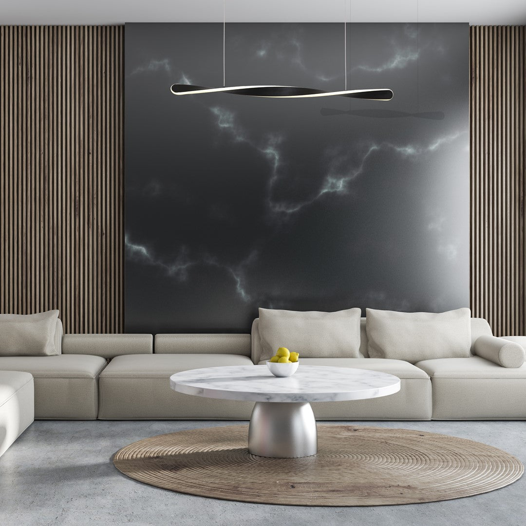 Swirl LED Pendant Lamp 90cm Stylish Black Alloy