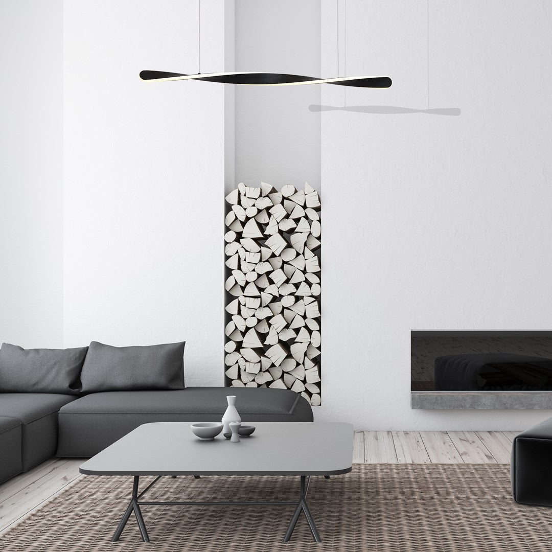Swirl LED Pendant Lamp 90cm Stylish Black Alloy