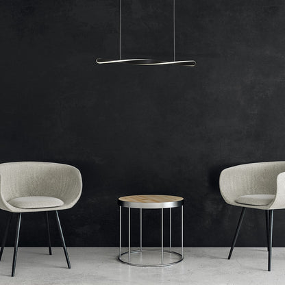 Swirl LED Pendant Lamp 90cm Stylish Black Alloy
