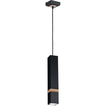 Vidar Black Pendant Lamp Hand Made With Natural Wood Inserts