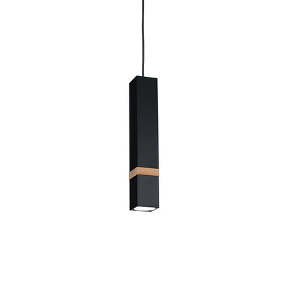 Vidar Black Pendant Lamp Hand Made With Natural Wood Inserts