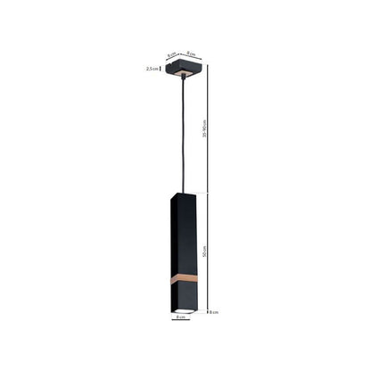 Vidar Black Pendant Lamp Hand Made With Natural Wood Inserts