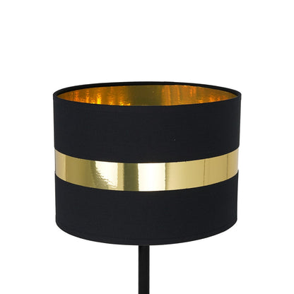 Palmira Table Lamp Hand Made With Matt Black Fabric And Gold Detail