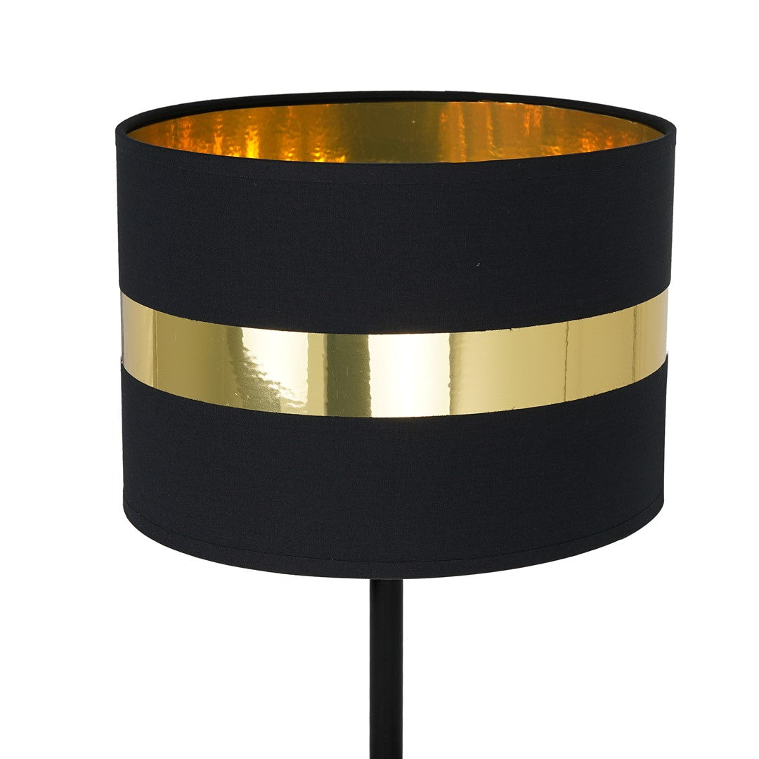 Palmira Table Lamp Hand Made With Matt Black Fabric And Gold Detail