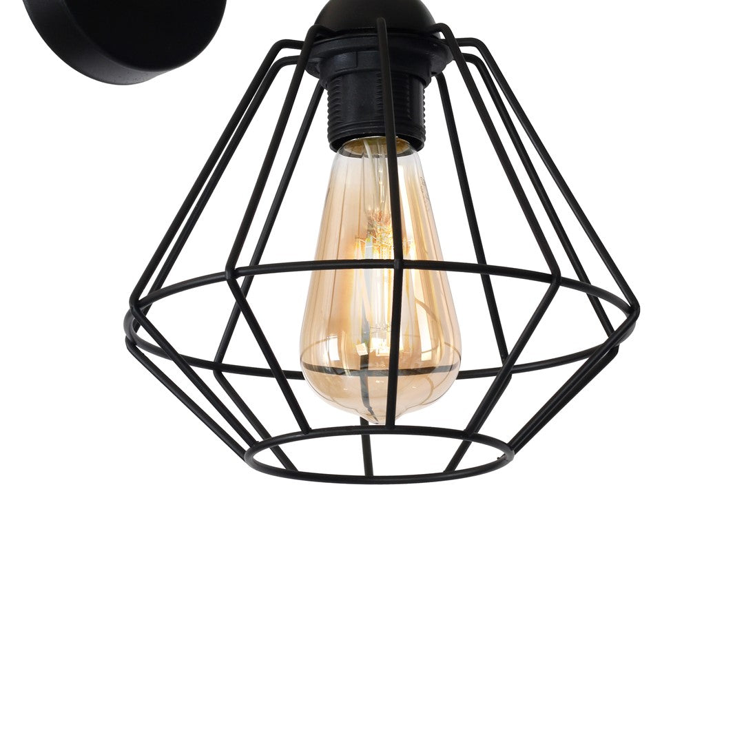 Colin Wall Lamp Hand Made Matt Black Cage Style