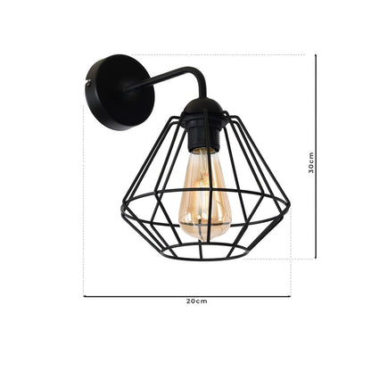 Colin Wall Lamp Hand Made Matt Black Cage Style