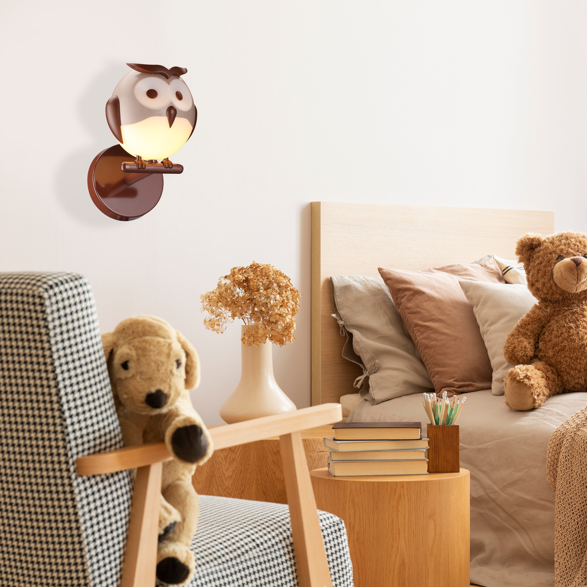 Owl Wall Lamp Childrens Nature Theme