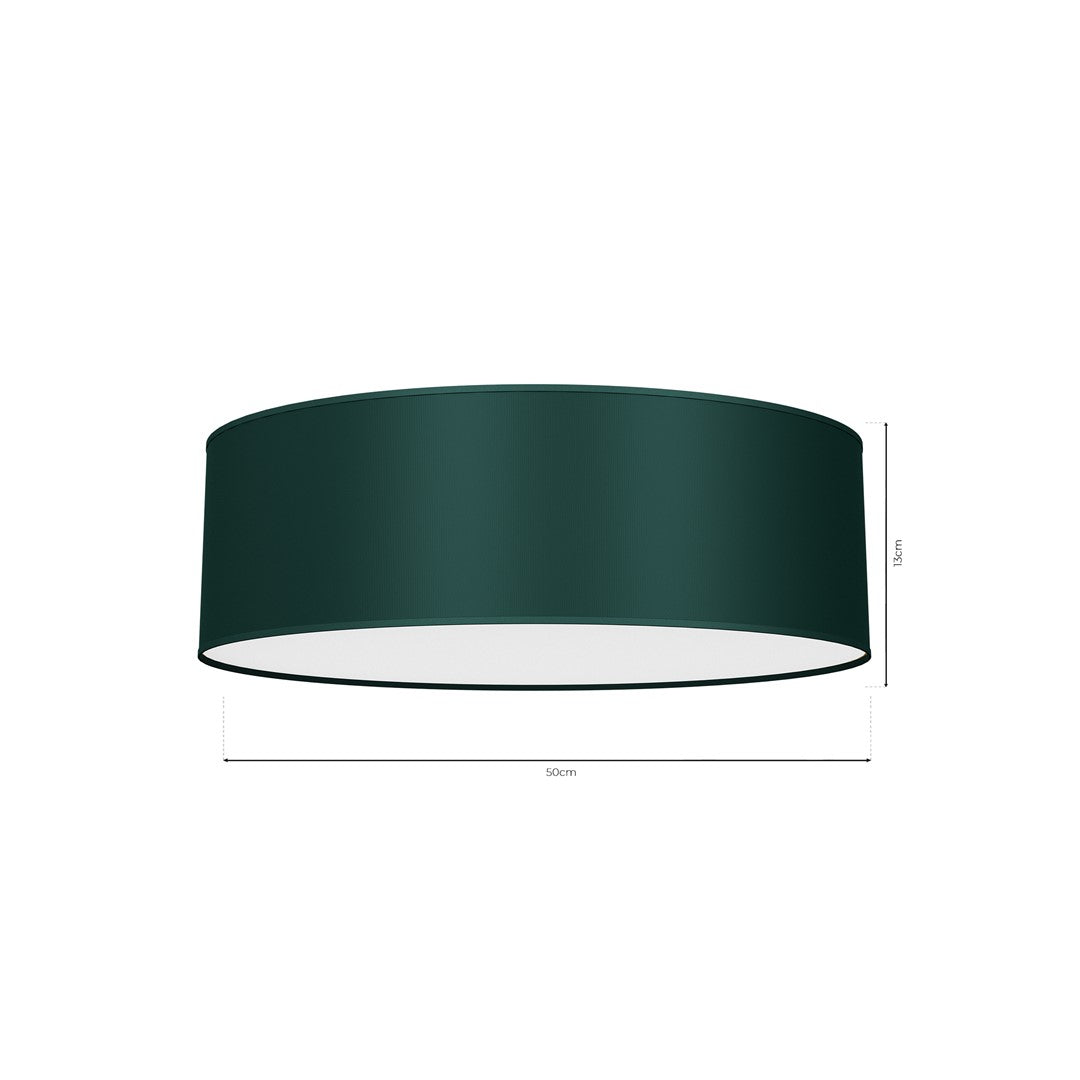 Verde Ceiling Lamp 50cm Hand Made Scandi Style Rich Green Fabric