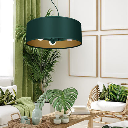 Verde Pendant Lamp 50cm Hand Made Scandi Style Rich Green Fabric