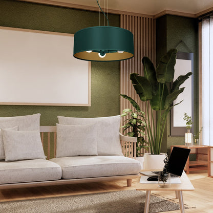 Verde Pendant Lamp 50cm Hand Made Scandi Style Rich Green Fabric