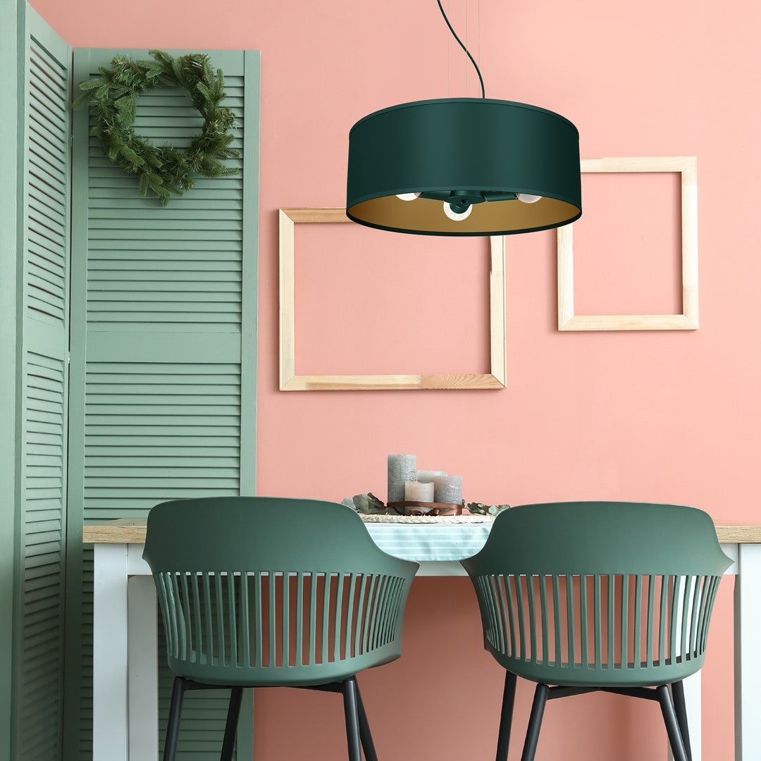 Verde Pendant Lamp 50cm Hand Made Scandi Style Rich Green Fabric