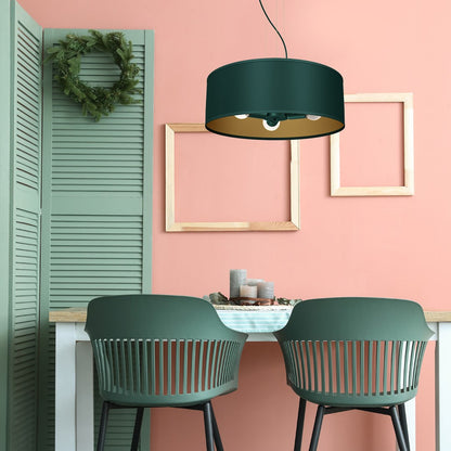 Verde Pendant Lamp 50cm Hand Made Scandi Style Rich Green Fabric