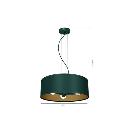 Verde Pendant Lamp 50cm Hand Made Scandi Style Rich Green Fabric