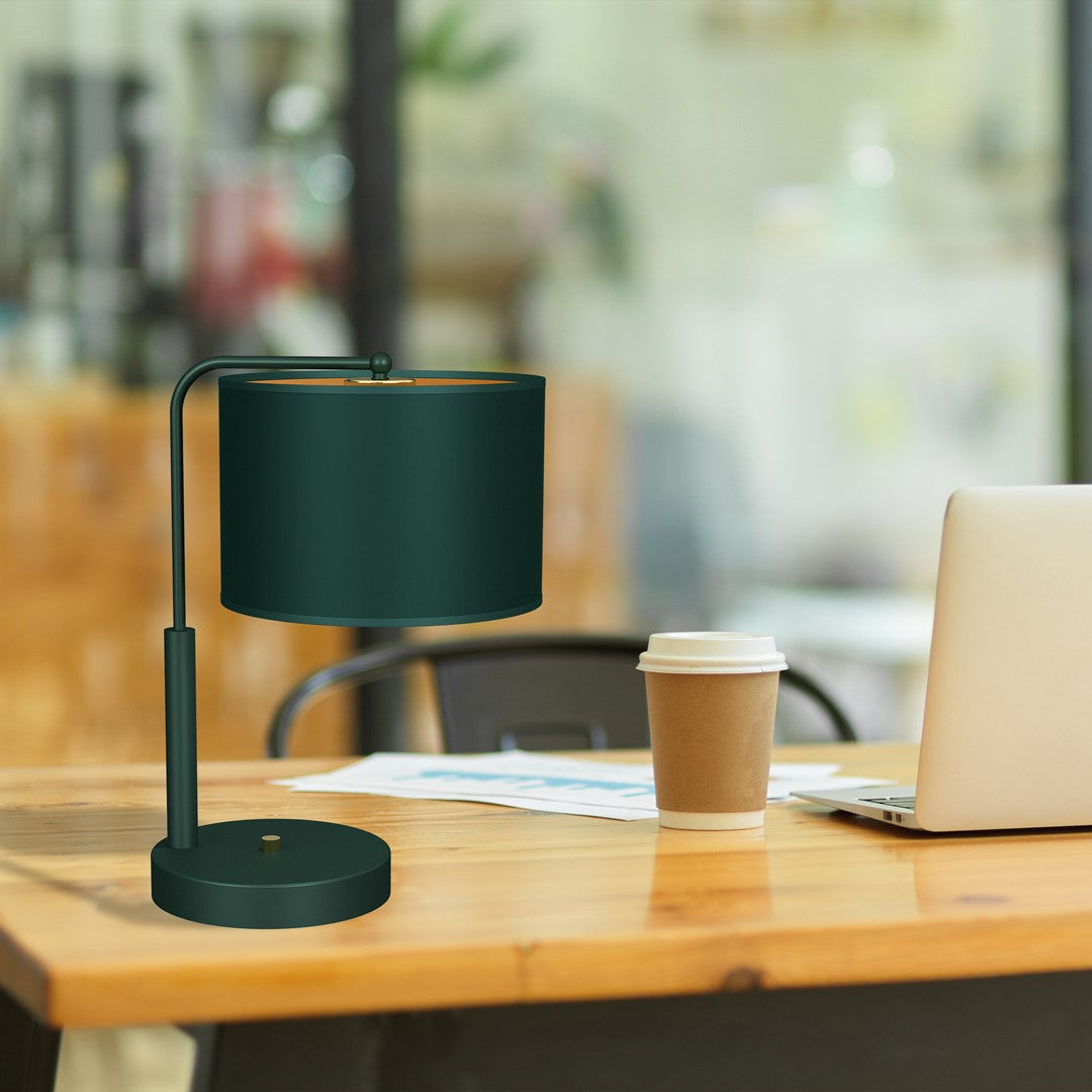 Verde Table Lamp Hand Made Scandi Style Rich Green Fabric