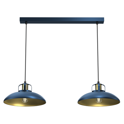 Felix Blue And Gold Double Pendant Lamp Hand Made
