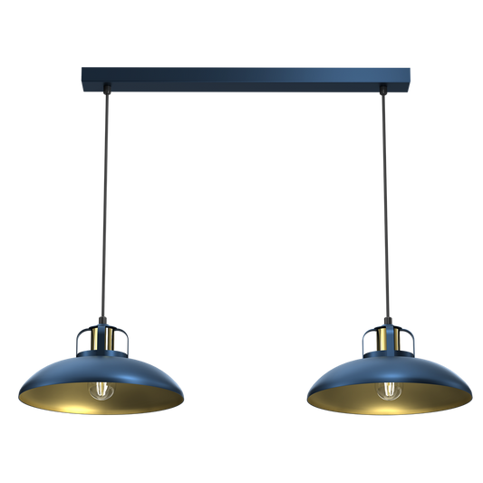 Felix Blue And Gold Double Pendant Lamp Hand Made
