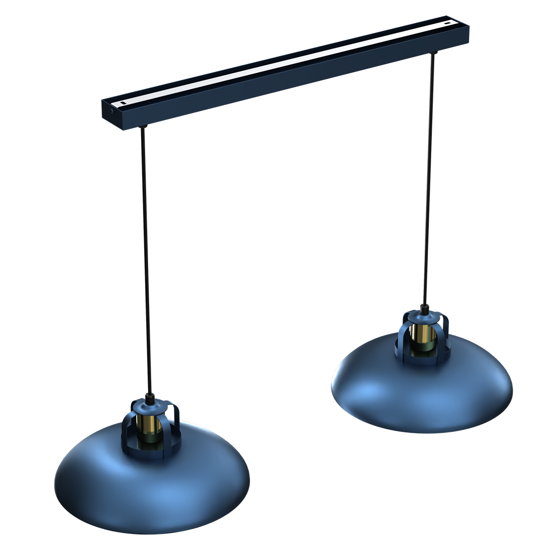 Felix Blue And Gold Double Pendant Lamp Hand Made