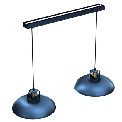 Felix Blue And Gold Double Pendant Lamp Hand Made