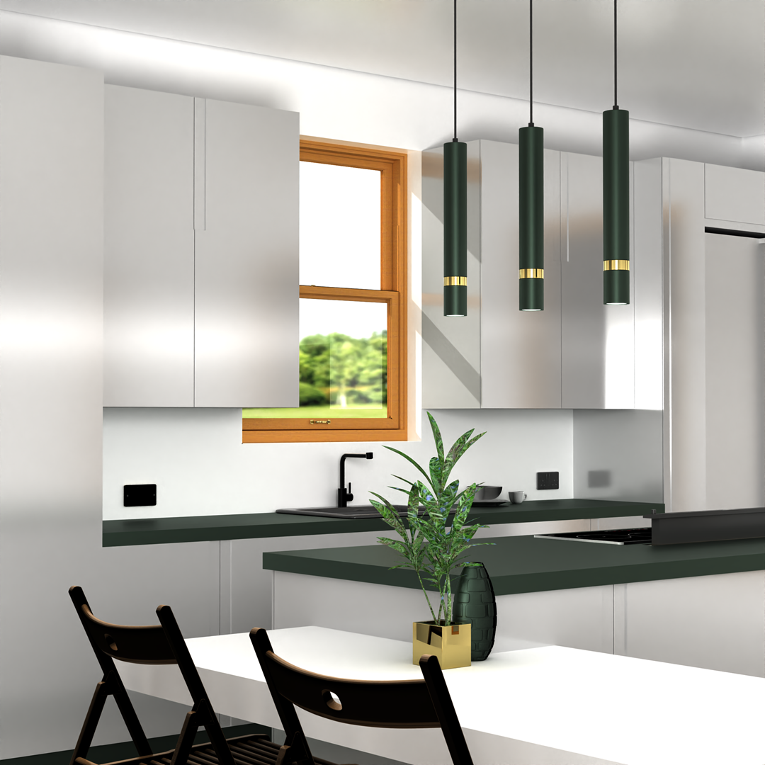 Joker Pendant Lamp Hand Made Rich Green With Gold Detail
