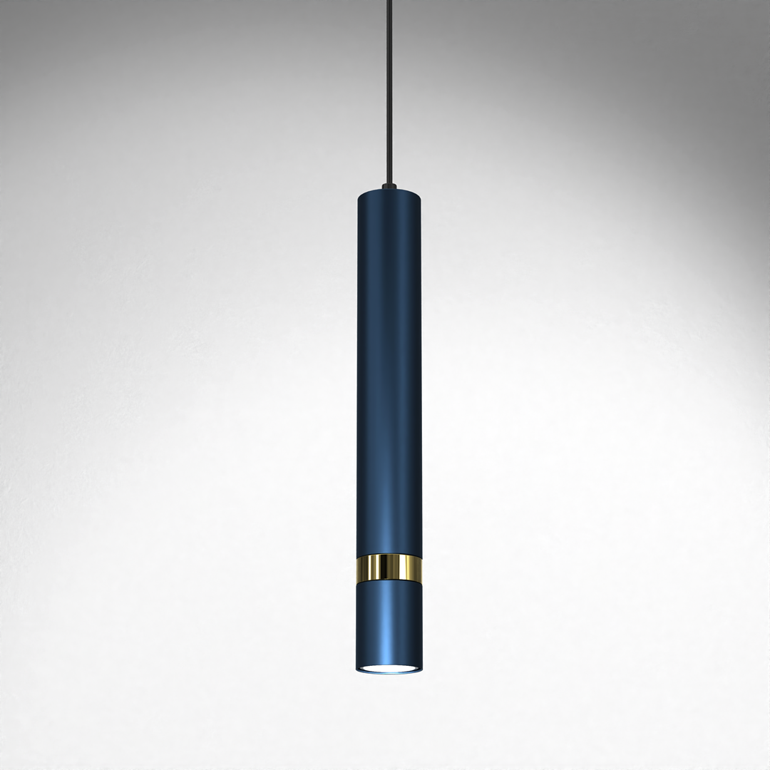 Joker Pendant Lamp Hand Made In Rich Blue With Striking Gold Detail