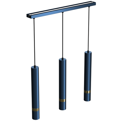 Joker Hand Made Triple Pendant Light Blue And Gold