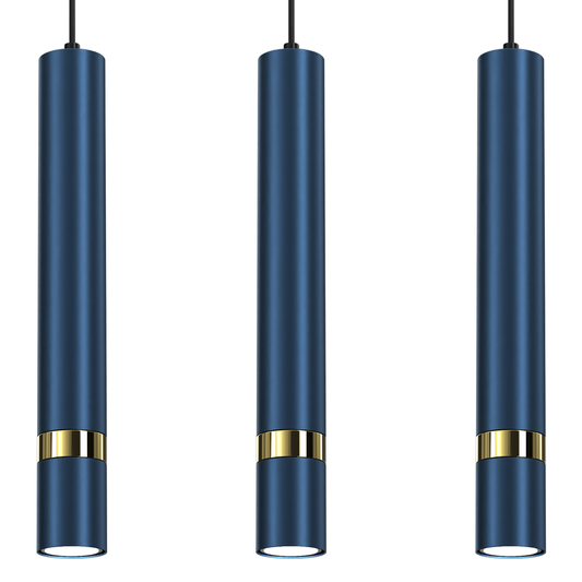 Joker Hand Made Triple Pendant Light Blue And Gold