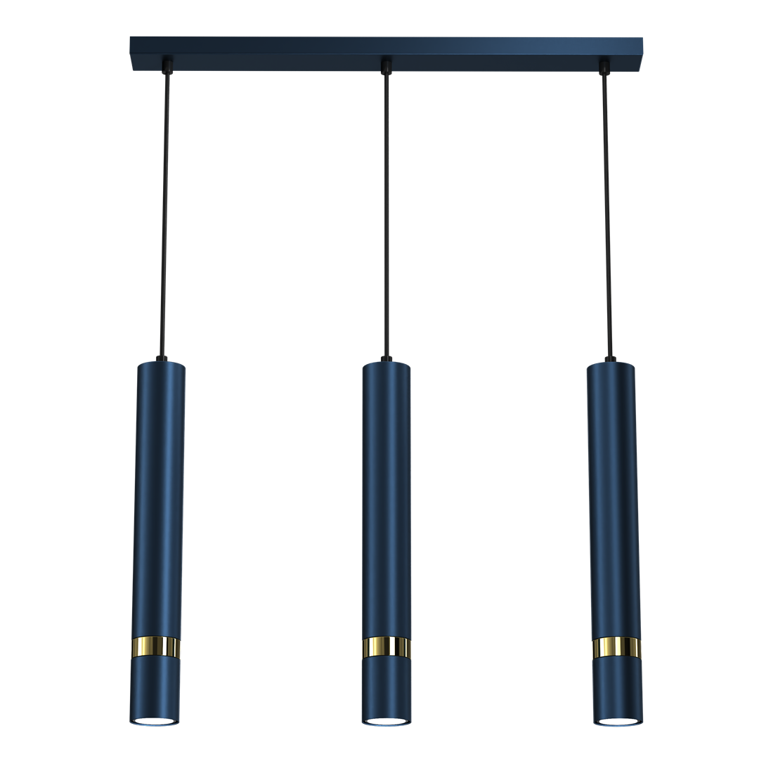Joker Hand Made Triple Pendant Light Blue And Gold