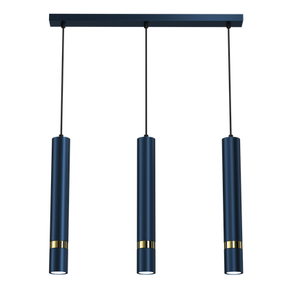 Joker Hand Made Triple Pendant Light Blue And Gold