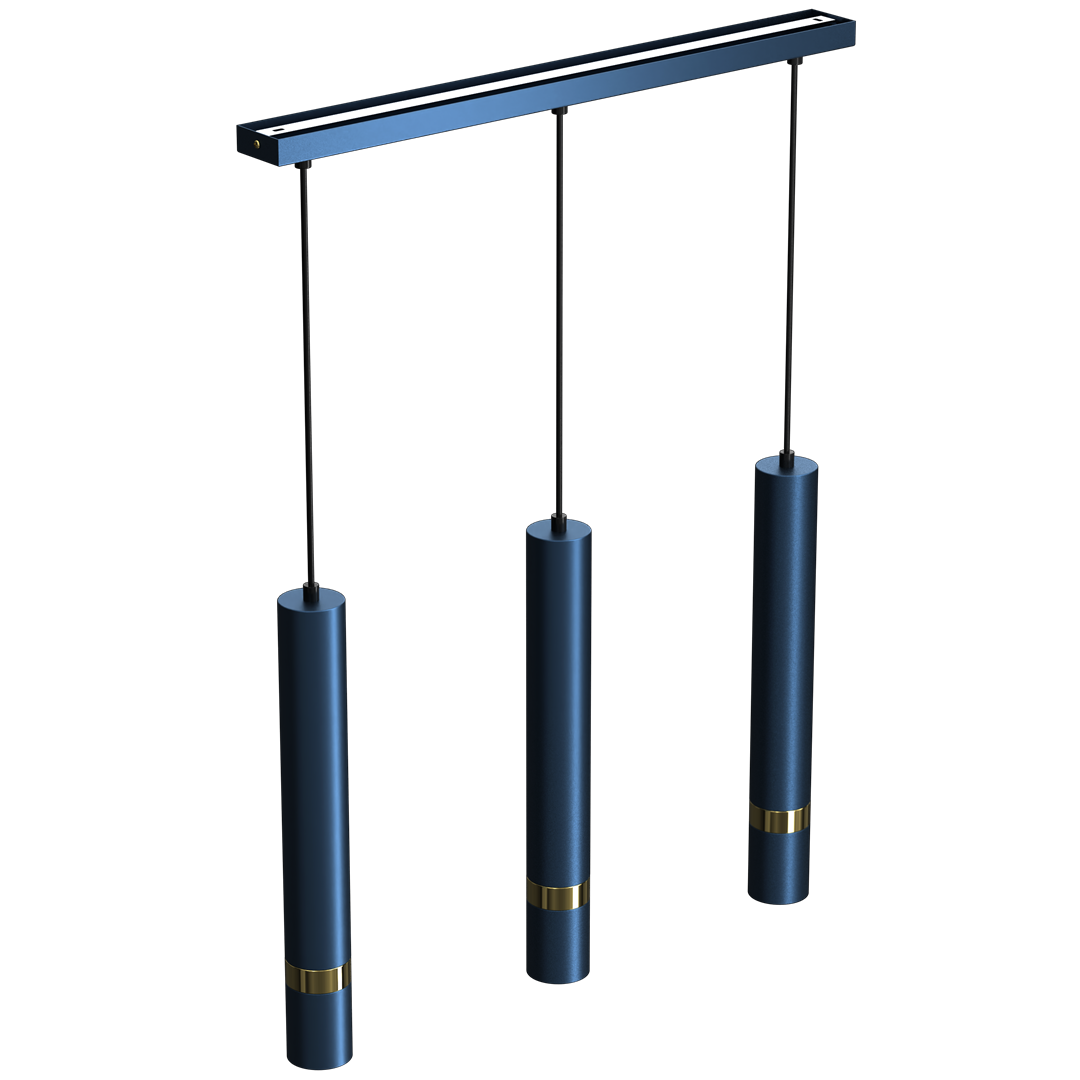 Joker Hand Made Triple Pendant Light Blue And Gold