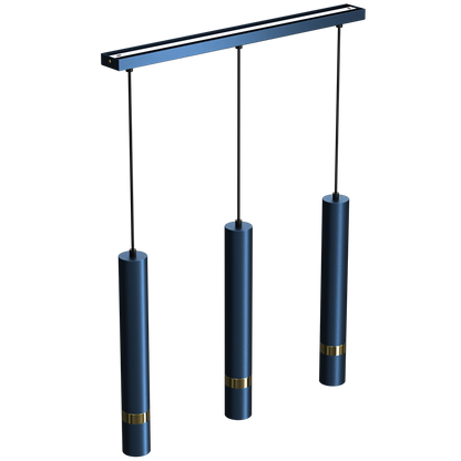Joker Hand Made Triple Pendant Light Blue And Gold