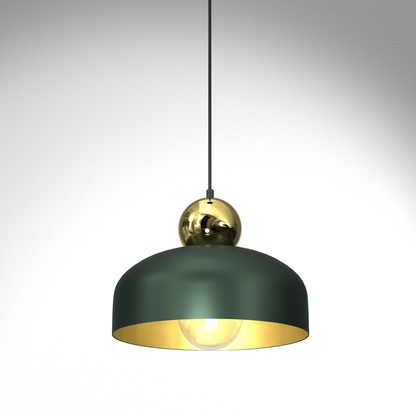Harald Hand Made Pendant Lamp Rich Green Luxurious Gold Detail