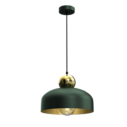 Harald Hand Made Pendant Lamp Rich Green Luxurious Gold Detail