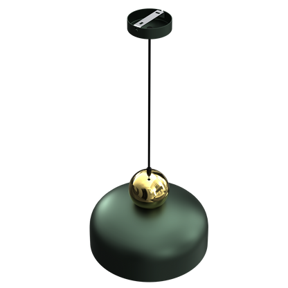 Harald Hand Made Pendant Lamp Rich Green Luxurious Gold Detail
