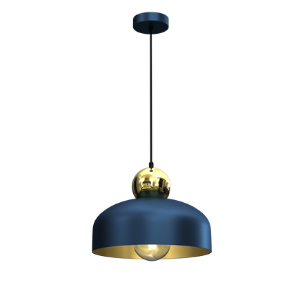 Harald Hand Made Pendant Lamp Rich Navy Blue Luxurious Gold Detail