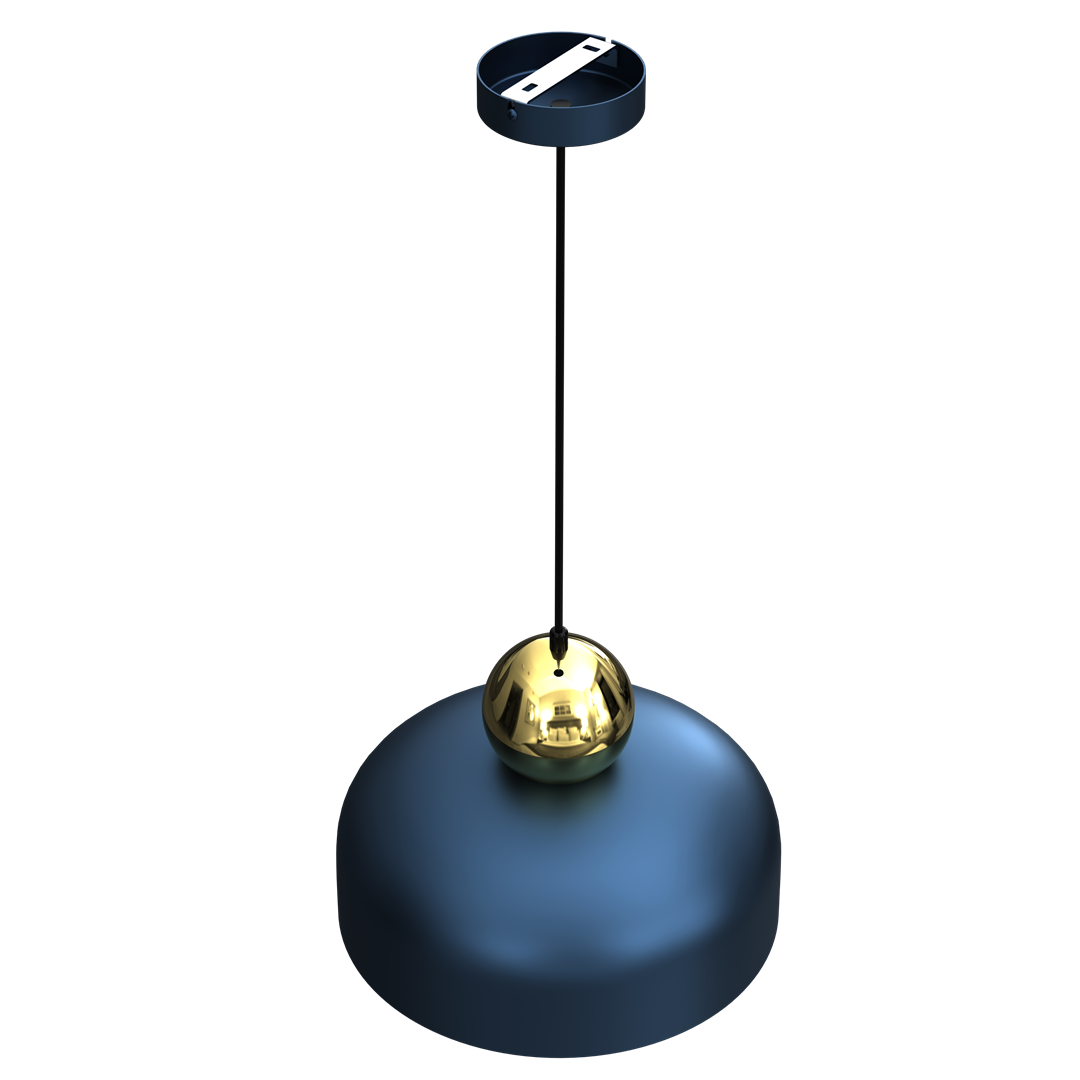 Harald Hand Made Pendant Lamp Rich Navy Blue Luxurious Gold Detail