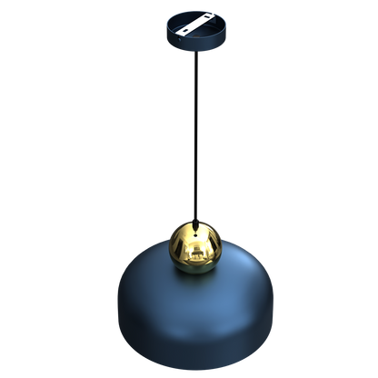 Harald Hand Made Pendant Lamp Rich Navy Blue Luxurious Gold Detail