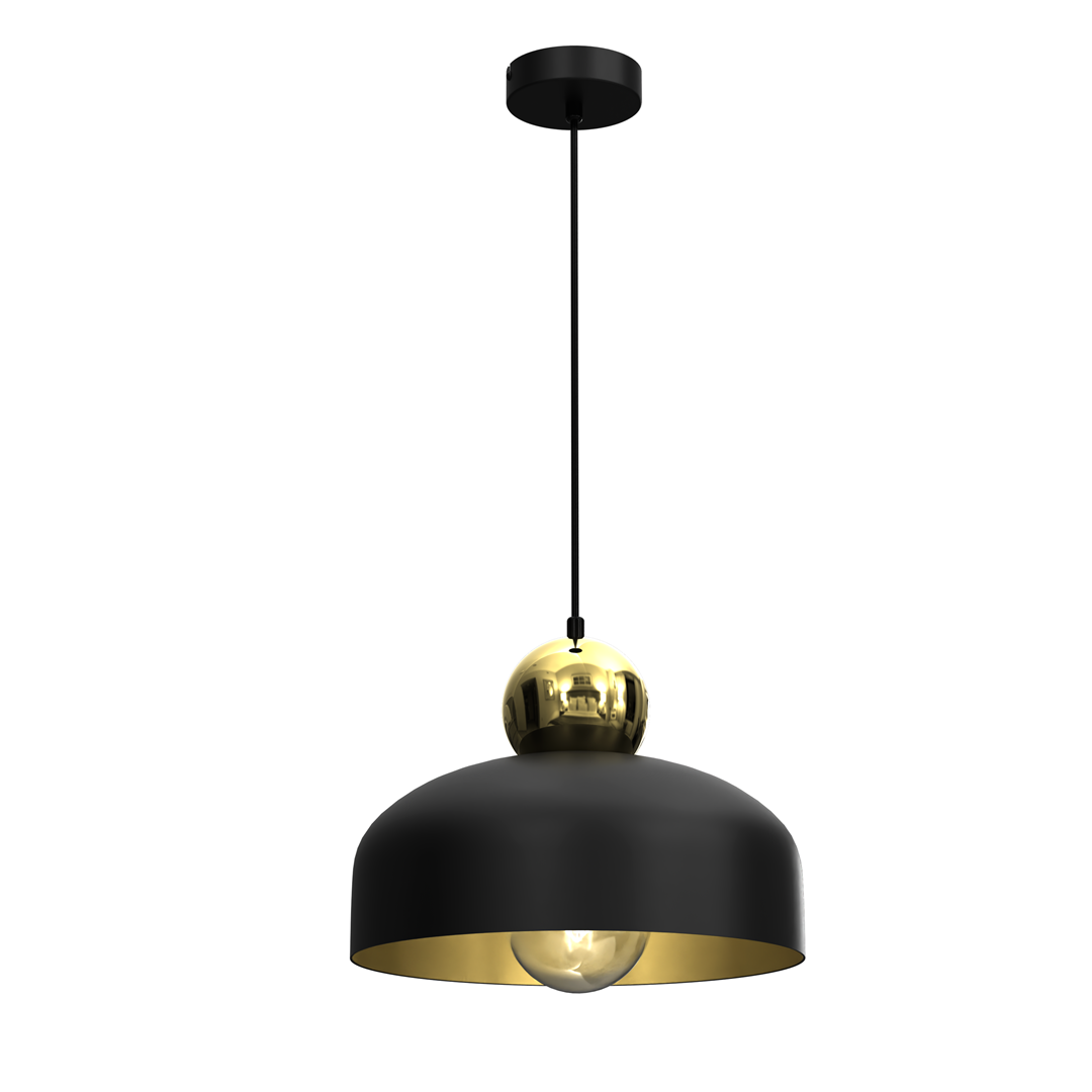 Harald Hand Made Pendant Lamp Matt Black Gold Detail