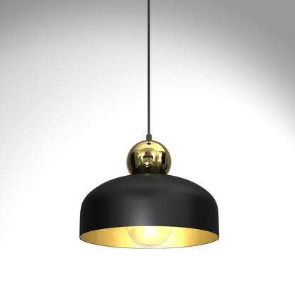 Harald Hand Made Pendant Lamp Matt Black Gold Detail