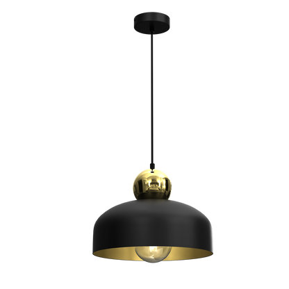Harald Hand Made Pendant Lamp Matt Black Gold Detail