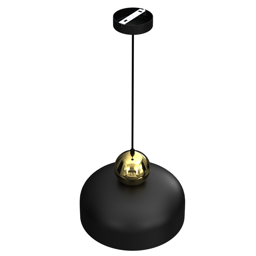 Harald Hand Made Pendant Lamp Matt Black Gold Detail