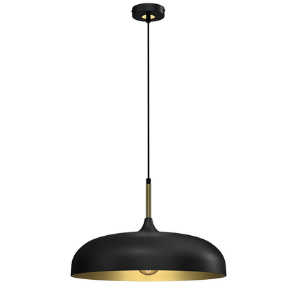 Lincoln Black Pendant Lamp 45 cm Hand Made Scandi Style Gold Interior