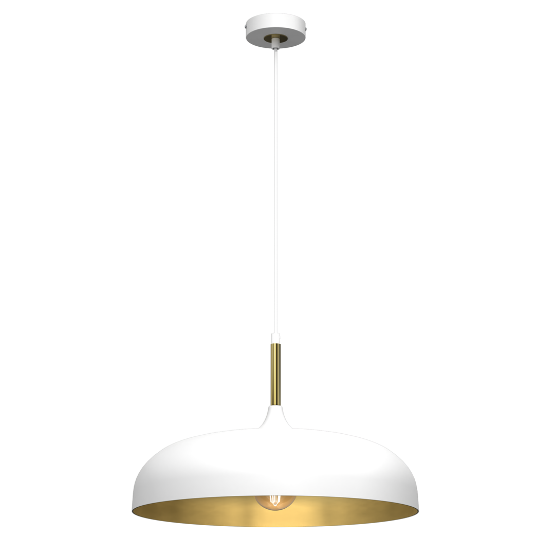 Lincoln White Pendant Lamp 45 cm Hand Made Scandi Style Gold Interior