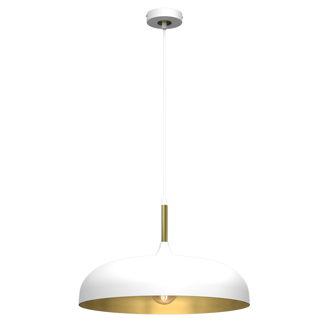 Lincoln White Pendant Lamp 45 cm Hand Made Scandi Style Gold Interior