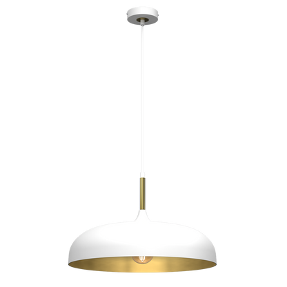 Lincoln White Pendant Lamp 45 cm Hand Made Scandi Style Gold Interior