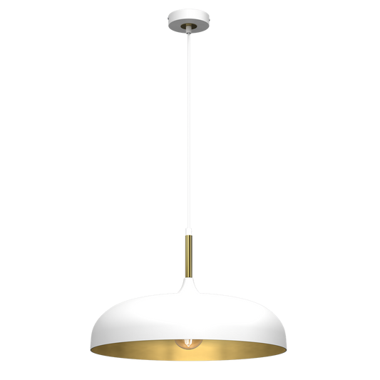 Lincoln White Pendant Lamp 45 cm Hand Made Scandi Style Gold Interior